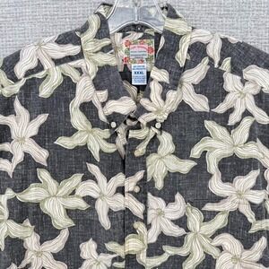 Vtg Reyn Spooner Sz 3XL Y2K Lily‎ Floral Black White Aloha Native Kloth Popover